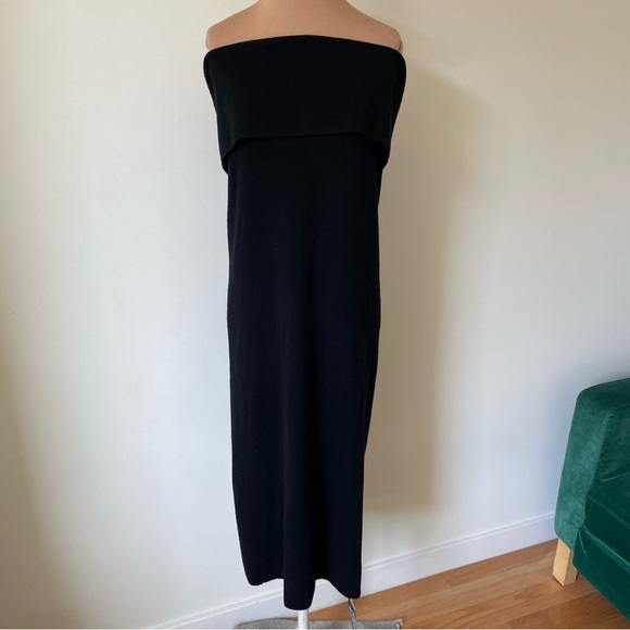 Donna Karan Black Cashmere Back Sheath Midi First Layer Strapless Dress NWT XL - Picture 5 of 11